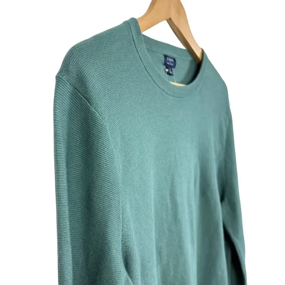 J Crew Mens Green 100% Cotton Pullover Sweater Long Sleeve Crew Neck NWT sz S